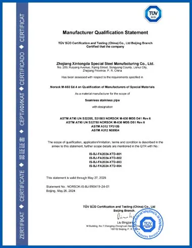 Certificación Norsok M-650